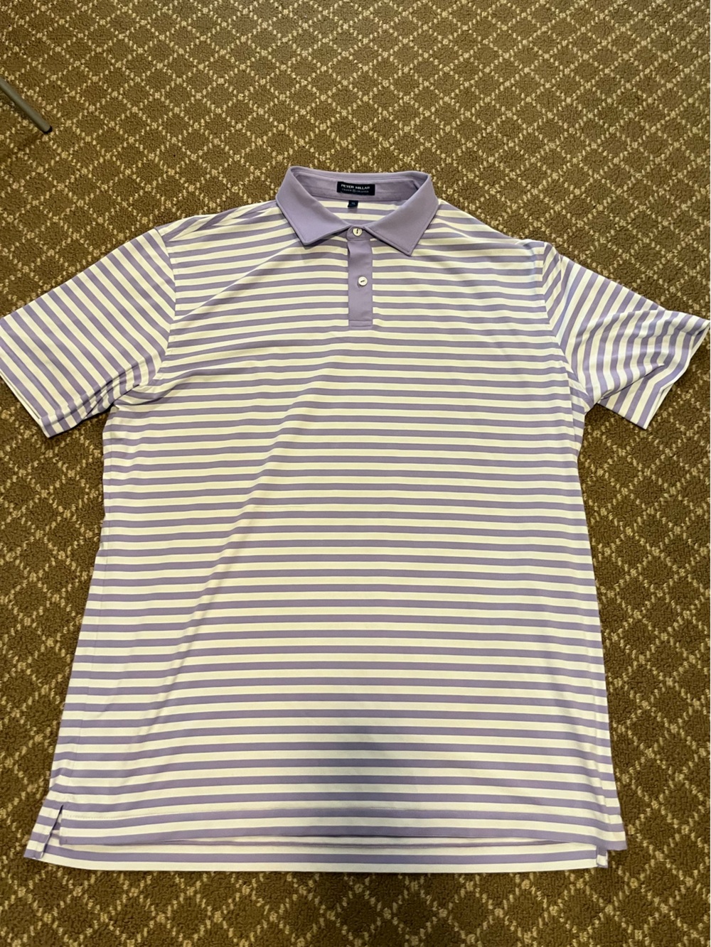 Peter millar purple white stripe xl short sleeve crown performance